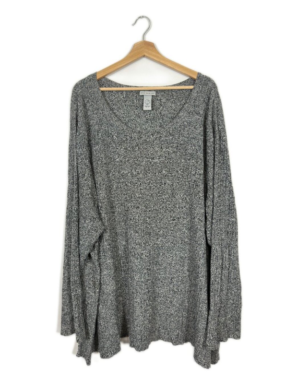 Catherines Women's Sweater Cotton Blend Plus Size 5X Gray Casual Cozy Fall Warm
